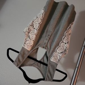 Grey tank with lace